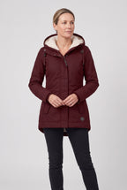 Women's Longline Padded Parka with Sherpa Lined Hood and Zip Front