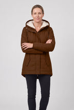 Women's Longline Padded Parka with Sherpa Lined Hood and Zip Front