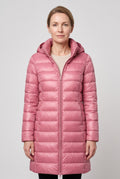 Women's Hooded Longline Puffer Jacket with Zip Front