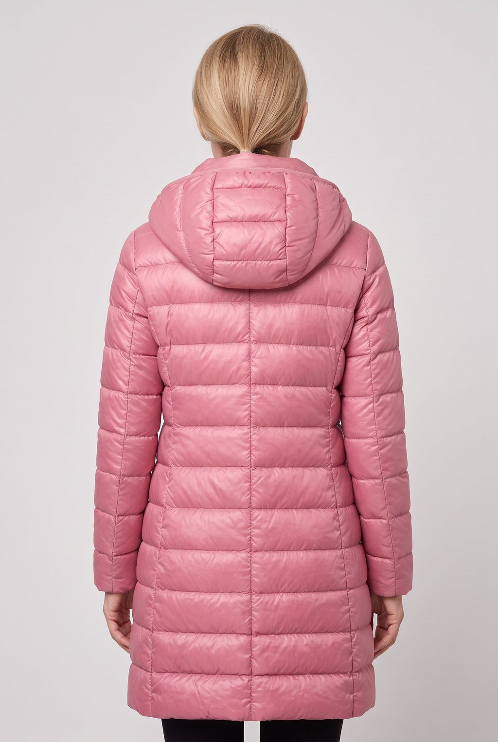 Women's Hooded Longline Puffer Jacket with Zip Front