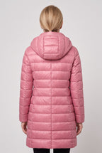 Women's Hooded Longline Puffer Jacket with Zip Front
