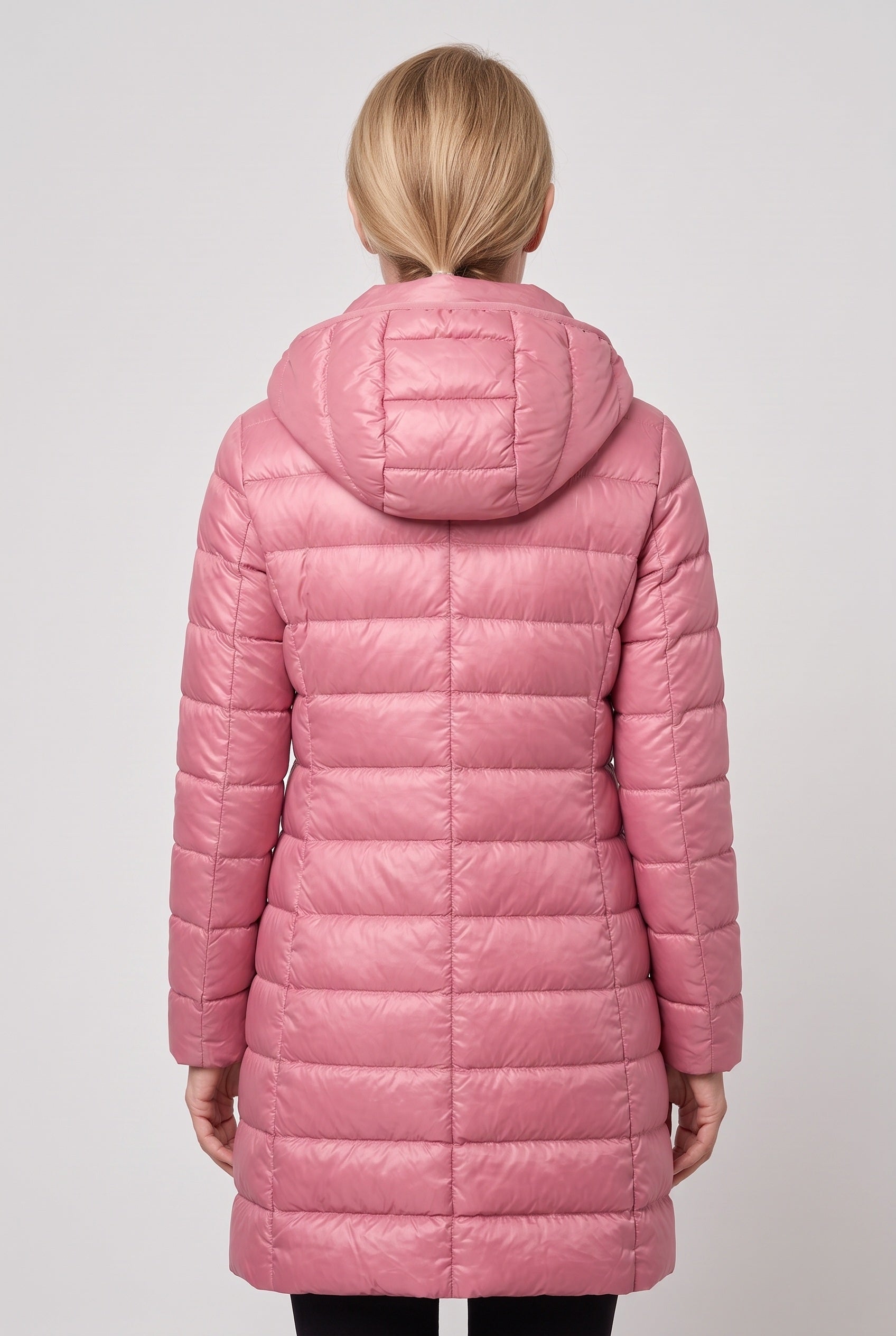 Women's Hooded Longline Puffer Jacket with Zip Front