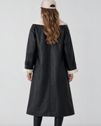 Women's Longline Belted Aviator Coat with Borg Trim