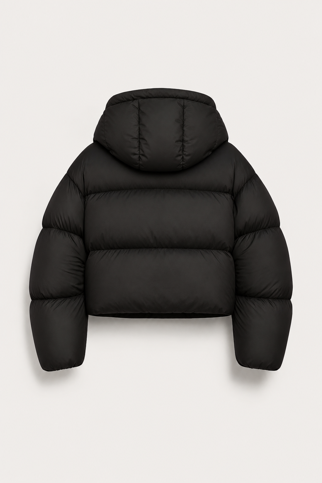 Women's Boxy Cropped Puffer Jacket with Zip Front and Hood