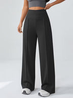 Women's High Waisted Wide Leg Trousers with Elasticated Waist and Side Pockets