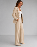 Women's Tailored Two Piece Blazer and High Waisted Trousers Suit Set