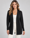 Women's Longline Knit Cardigan with Open Front and Ribbed Trim