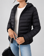 Women's Slim Hooded Puffer Jacket with Zip Front