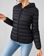 Women's Slim Hooded Puffer Jacket with Zip Front