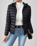 Women's Slim Hooded Puffer Jacket with Zip Front