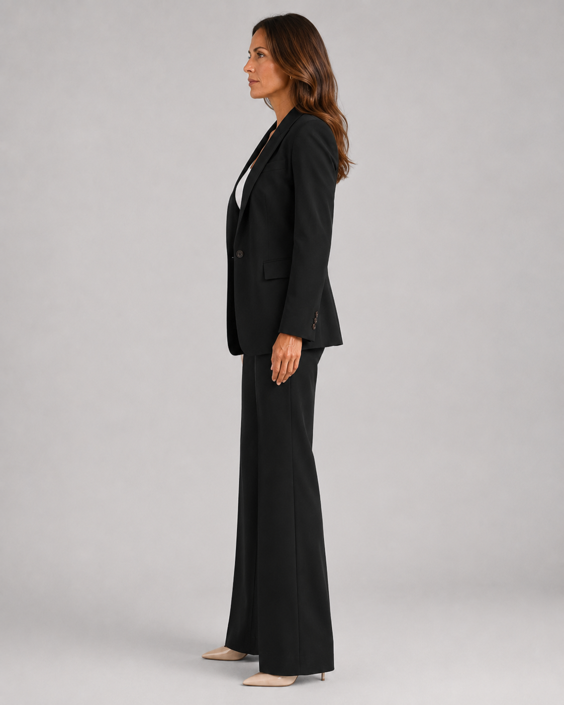 Women's Tailored Two Piece Blazer and High Waisted Trousers Suit Set