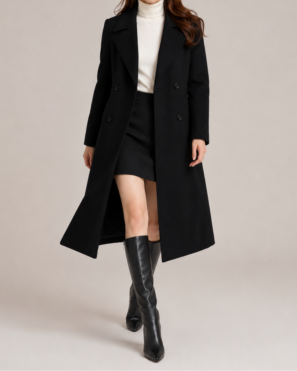 Women's Double Breasted Notch Lapel Trench Coat