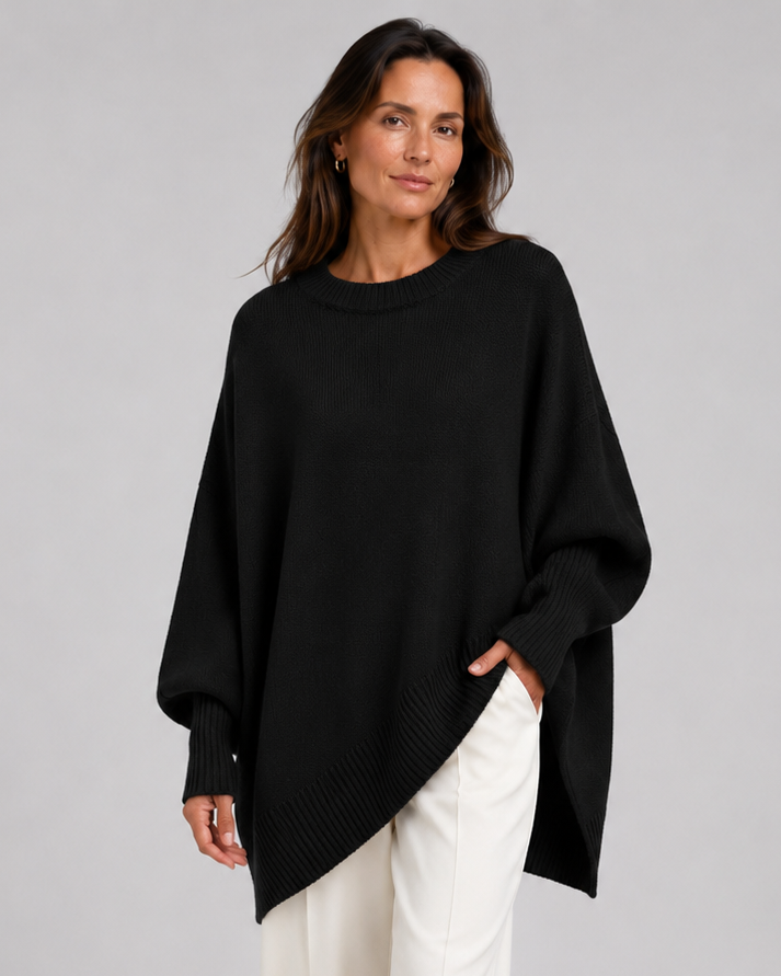 Women's Long Oversized Soft Knit Ribbed Crewneck Pullover Jumper