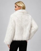 Women's Soft Faux Fur Jacket with Shawl Collar and Open Front