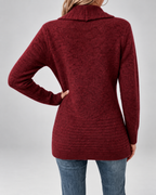 Women's Longline Knit Cardigan with Shawl Collar and Button Tabs