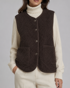 Women's Sleeveless Button Up Gilet Vest with Pockets