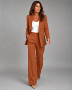 Women's Tailored Two Piece Blazer and High Waisted Trousers Suit Set