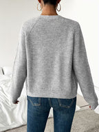 Women's Ribbed Knit Cardigan with V-Neck and Button Front