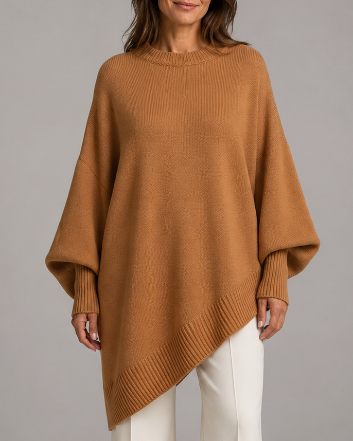 Women's Long Oversized Soft Knit Ribbed Crewneck Pullover Jumper