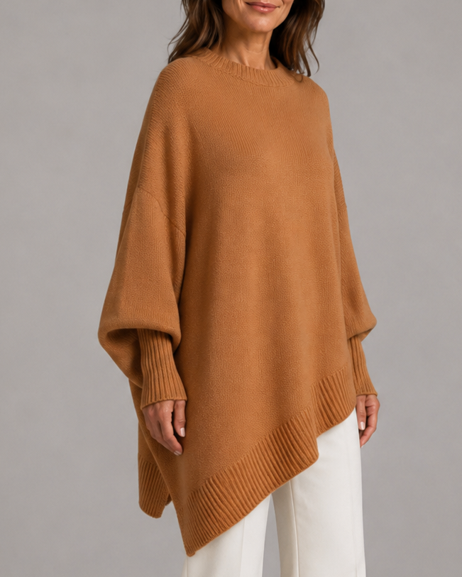 Women's Long Oversized Soft Knit Ribbed Crewneck Pullover Jumper