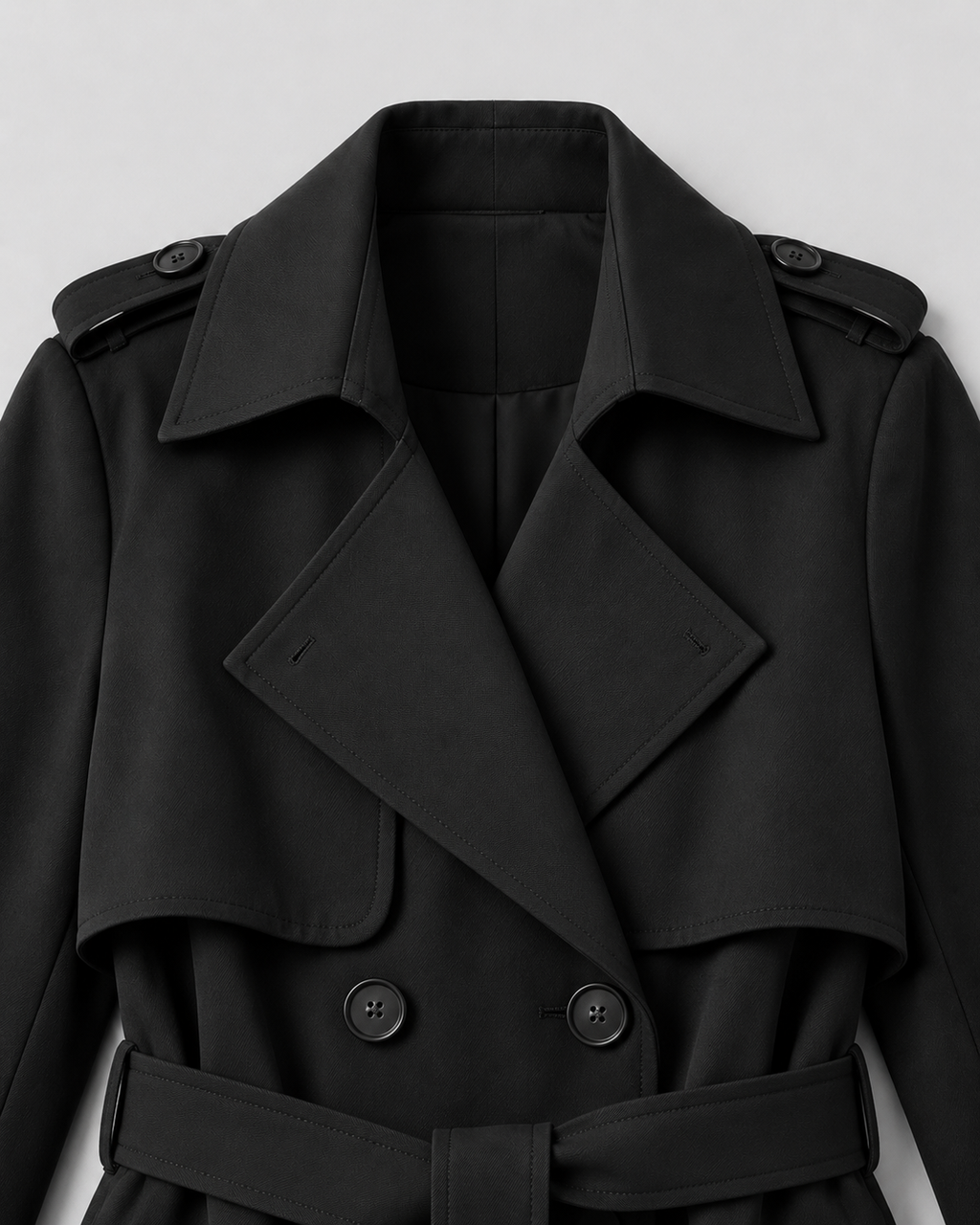 Women's Long Belted Trench Coat with Lapel Collar