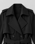 Women's Long Belted Trench Coat with Lapel Collar