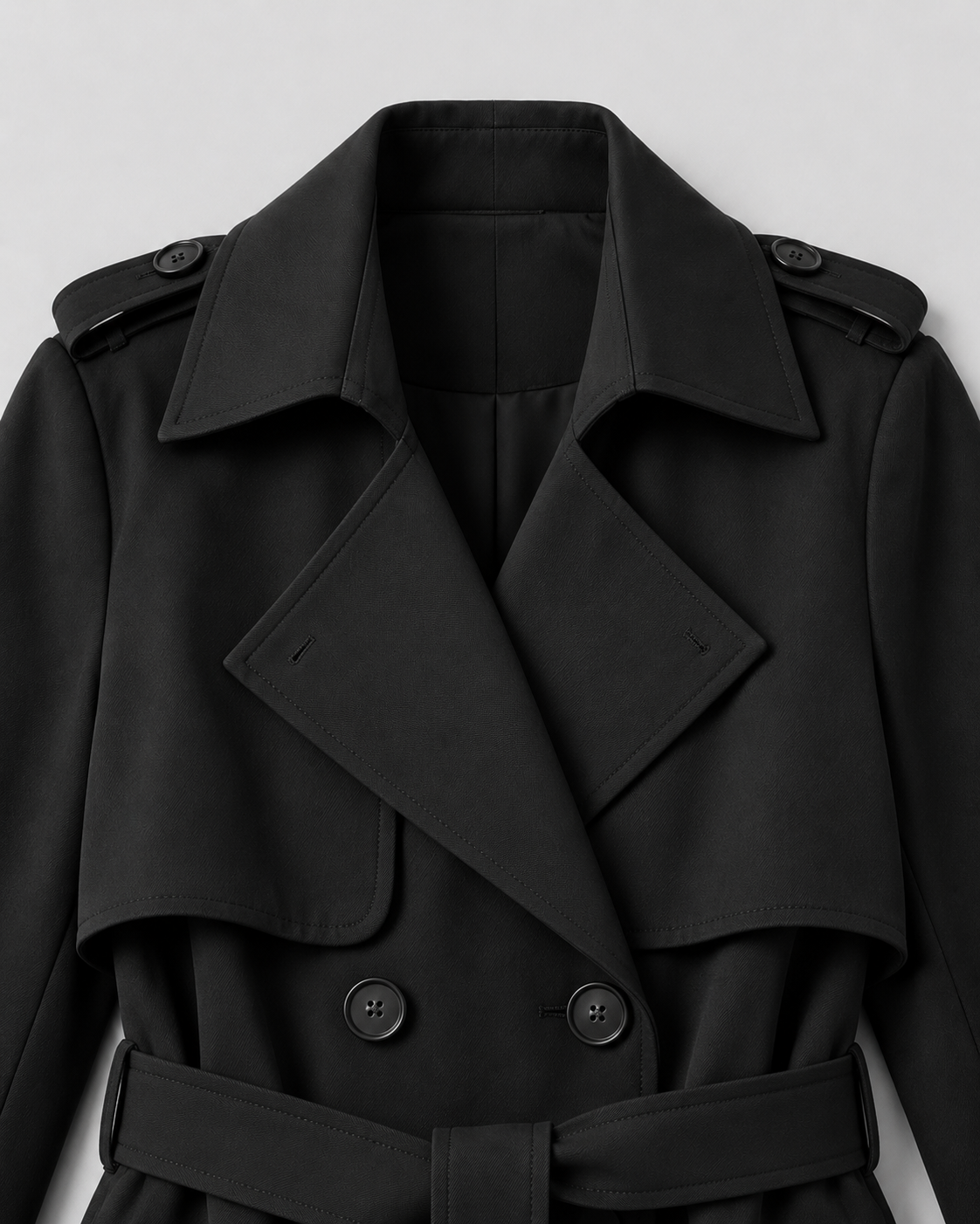 Women's Long Belted Trench Coat with Lapel Collar