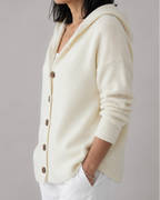Women's Long Sleeve Hooded Button Up Knit Cardigan