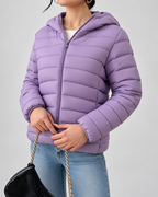 Women's Slim Hooded Puffer Jacket with Zip Front