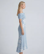 All-over lace mini dress - blue side