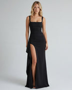 Black knit v-neck lace-trim short-sleeve top