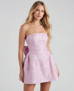 Brocade sweetheart fit-and-flare cocktail mini dress