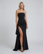 All-over lace sweetheart maxi slip dress - black front