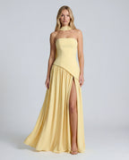 Strapless layered mini dress - yellow front