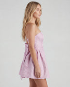 Brocade sweetheart mini dress - violet side