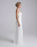 White square-neck bodycon maxi dress - side