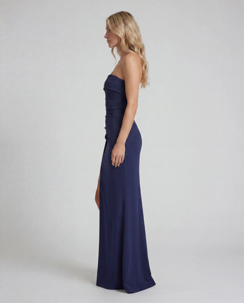 All-over lace sweetheart maxi slip dress - navy side