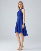 Chiffon halter midi dress - blue side