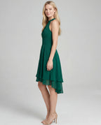 Chiffon halter midi dress - green side