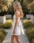 Brocade sweetheart mini dress - white lifestyle
