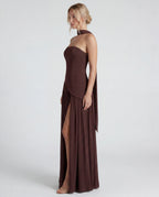 Strapless layered mini dress - brown side