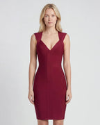 Satin sweetheart bodycon maxi dress - red front
