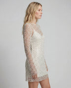 Sequin long-sleeve mini dress - white side