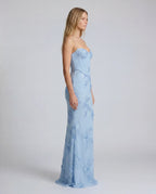 Embellished lace maxi slip dress - blue side
