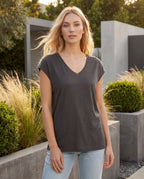 Cotton jersey top - black lifestyle