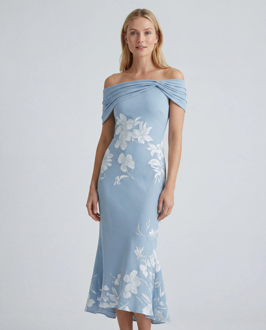 All-over lace mini dress - blue front