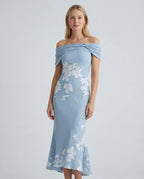 All-over lace mini dress - blue front