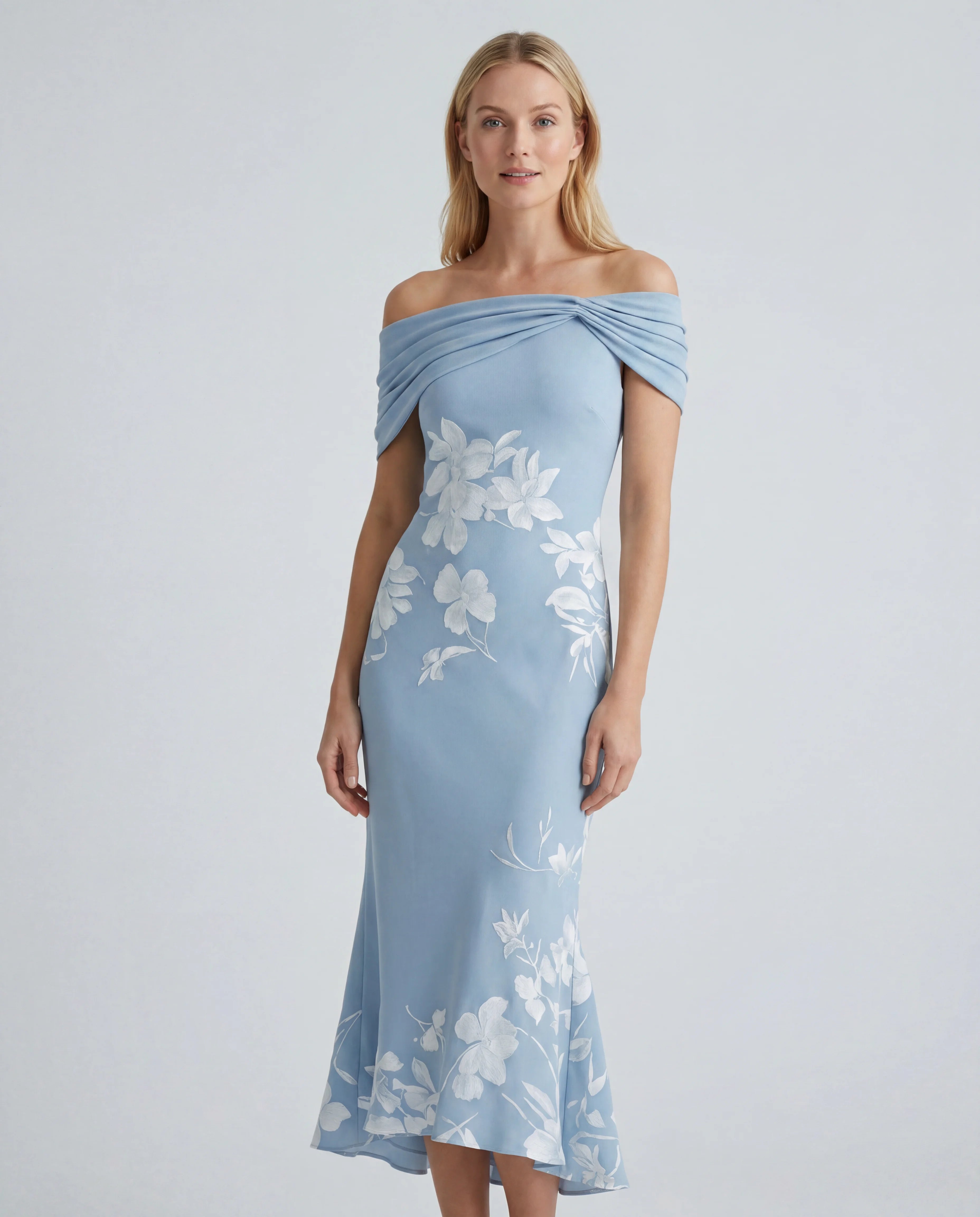 All-over lace mini dress - blue front