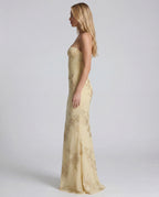 Embellished lace maxi slip dress - yellow side
