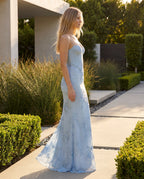 Embellished lace maxi slip dress - blue lifestyle